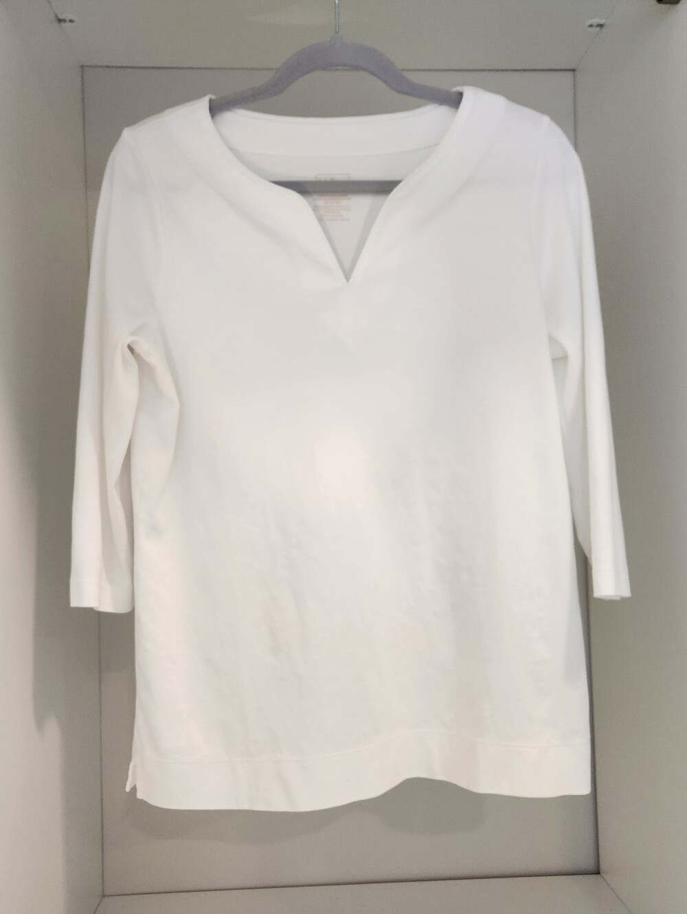L.L. Bean Womens Puma Cotton Tunic With 3/4 Sleeves And Split Necj